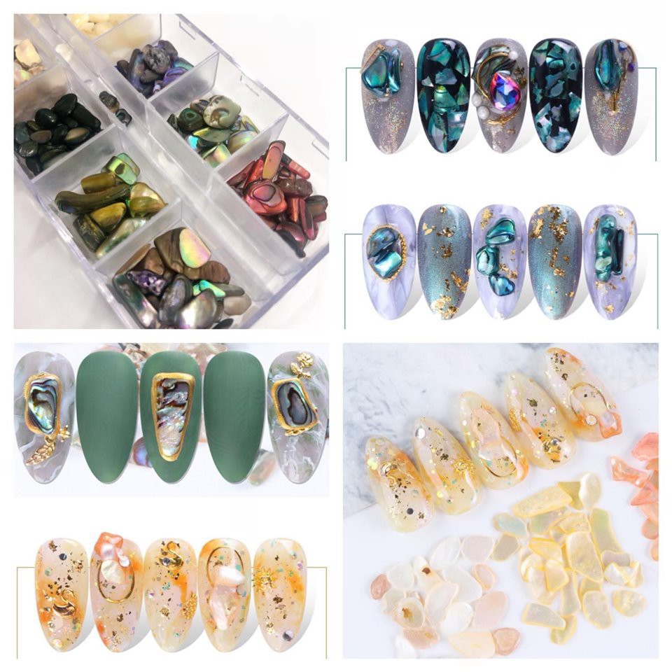 Sét Xà Cừ Sỏi 12 Màu Trang Trí Móng Nail Với Màu Sắc Đẹp Quyến Rũ  - Lẻ 1 Sét
