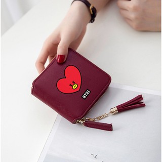 Short wallet with zipper, printed with cute BTS group mascots