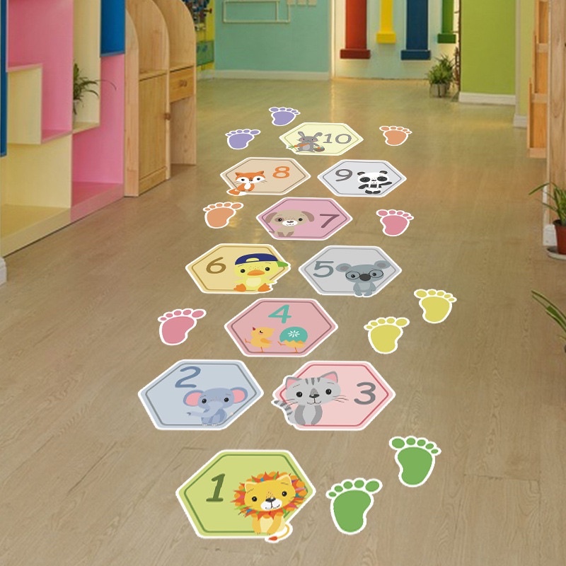 Decal hình thú,giấy dán tường,dán sàn ,trang trí phòng, lớp học, trò chơi cho bé/Decal,Hopscotch,Indoor game,Kid game