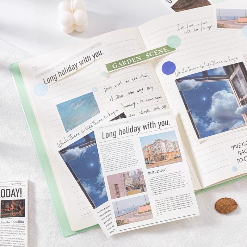 Set 5/10/20 Tờ Giấy Báo Giấy Nền Hoạ Tiết Phong Cảnh Nhiều Màu Sắc Trang Trí Sổ BulletJournal Phụ Kiện Decor Chụp Ảnh