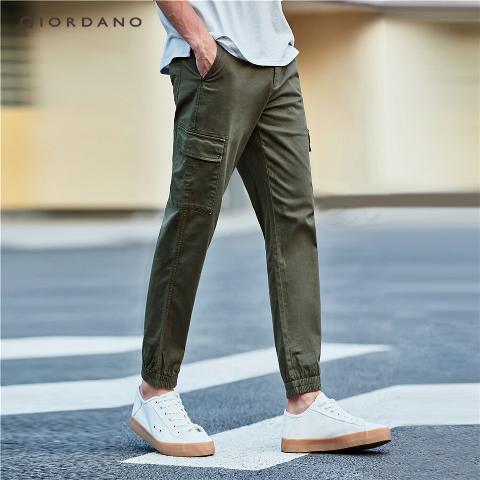 Quần jogger dài ống bo co giãn nhiều túi đa năng cho nam GIORDANO 01119083