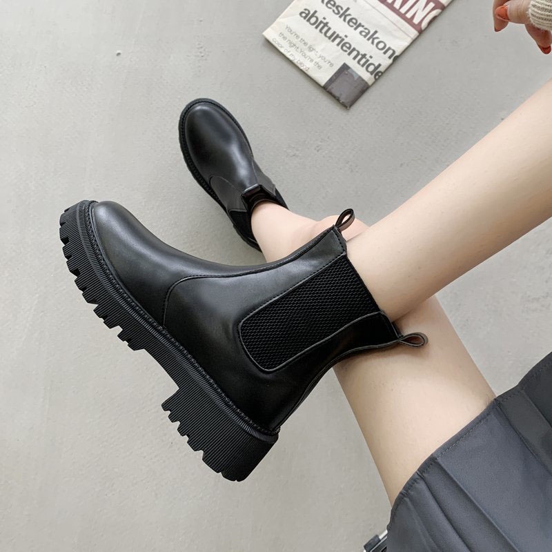 Giày bốt da IELGY cao gót phong cách Hàn Quốc năng động cá tính dành cho nữ