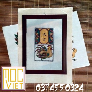 Tranh Đông Hồ Gà Đại Cát - 26x36 cm - Tranh Khung