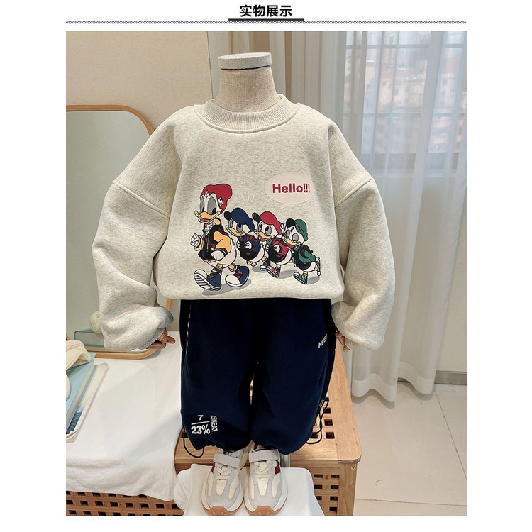Áo Sweater Cổ Tròn Bằng Vải Nhung Thoải Mái Thời Trang Mùa Thu Mới Cho Bé Trai Và Gái