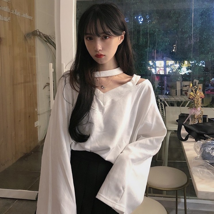 Áo Sơ Mi Nữ Dài Tay Màu Trơn Phong Cách Hàn Quốc