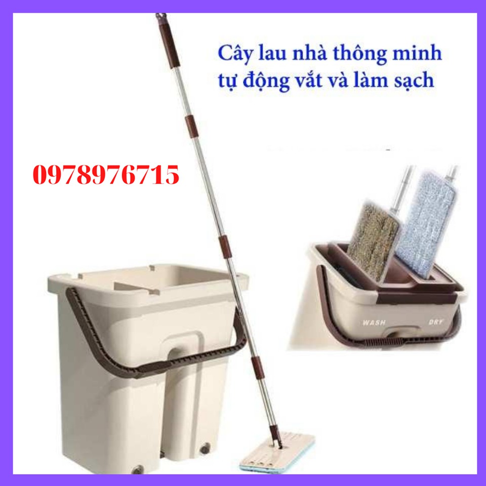 Chổi lau nhà tự vắt thông minh tặng bông lau cây lau size lớn xoay 360 độ