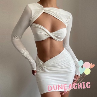 Đầm tay dài DUNEA ôm sát hở táo bạo quyến rũ thời trang cho nữ