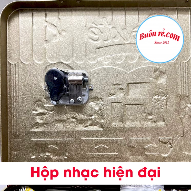 Hộp bánh Goute Orion hộp thiếc 475.2g - Hộp bánh Goute Orion quà tặng tết sang trọng kèm hộp nhạc 01523