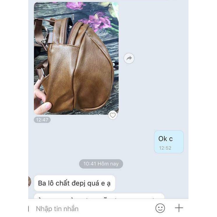 Balo da mềm 2 màu đen, da bò có kèm móc khóa