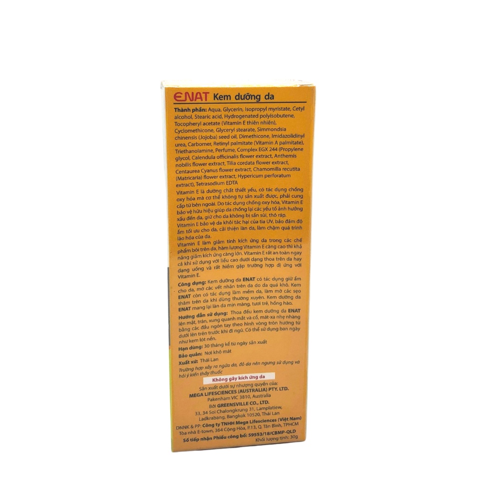 ENAT NATURAL VITAMIN E CREAM 30G - Kem dưỡng da, giữ ẩm