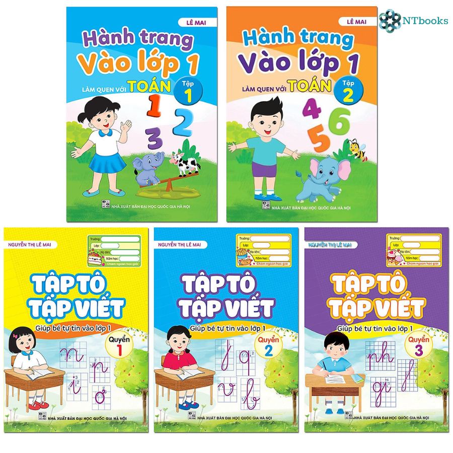 Sách Combo 5 cuốn: Tập tô tập viết và làm quen với toán (Hành trang vào lớp 1)