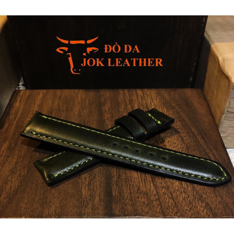 Dây Da Đồng Hồ Jok Leather màu xanh rêu tặng kèm khóa