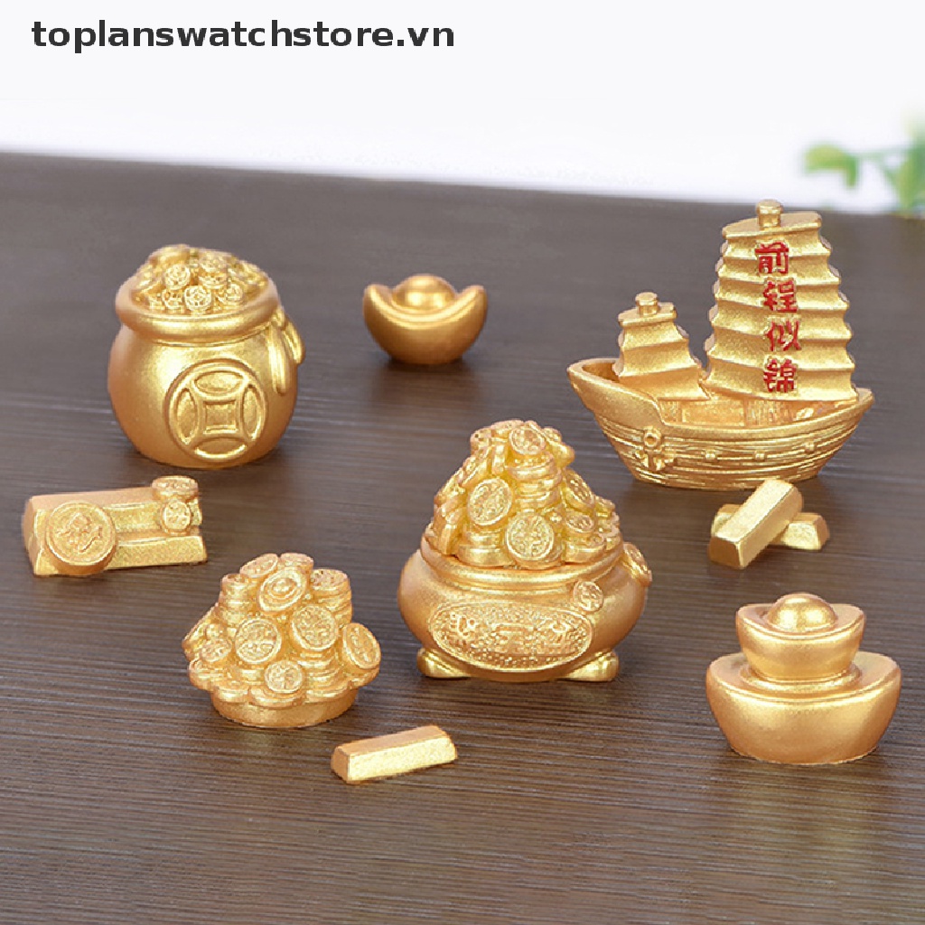 Phụ Kiện Trang Trí Phong Cảnh Năm Mới Bằng Nhựa Resin Màu Vàng DIY