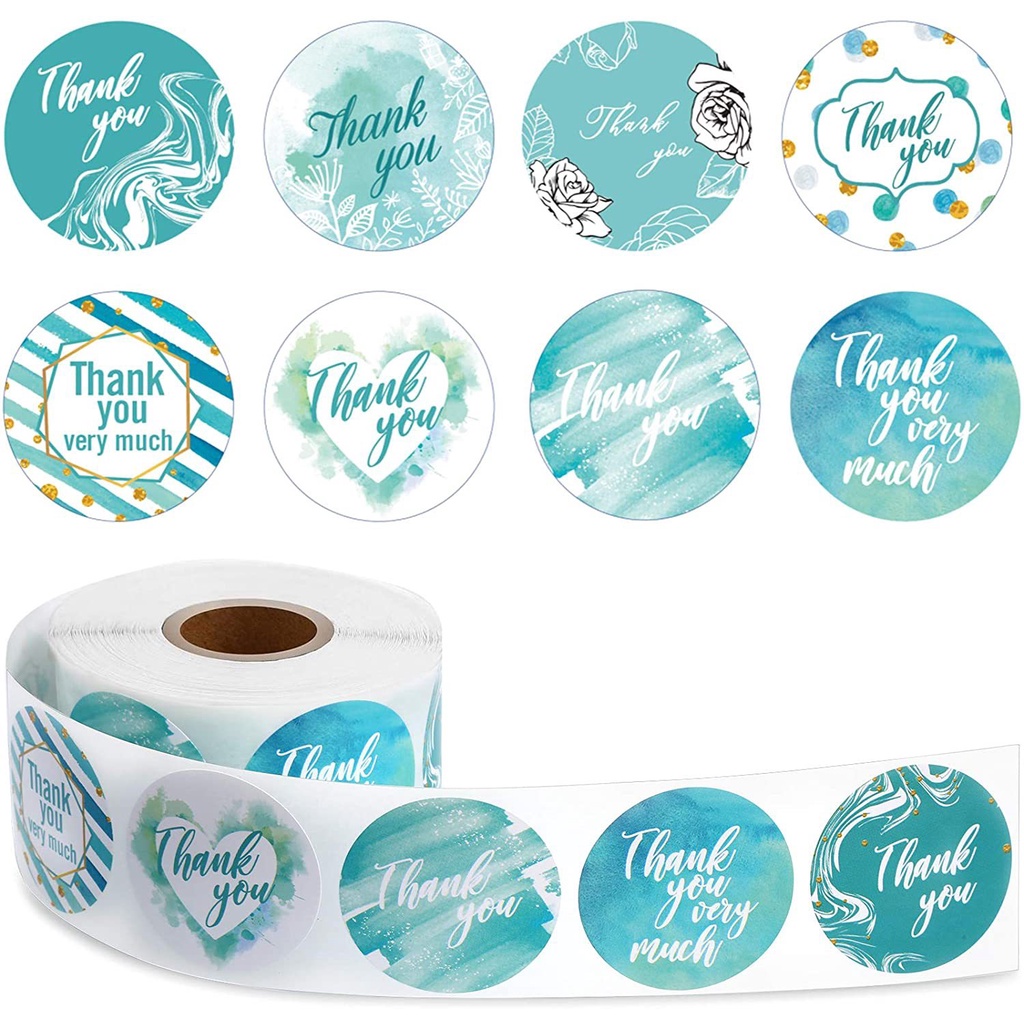 Giá Xưởng - 500 Tem dán cảm ơn Sticker Thank You tròn 25mm sticker xinh xắn cuộn