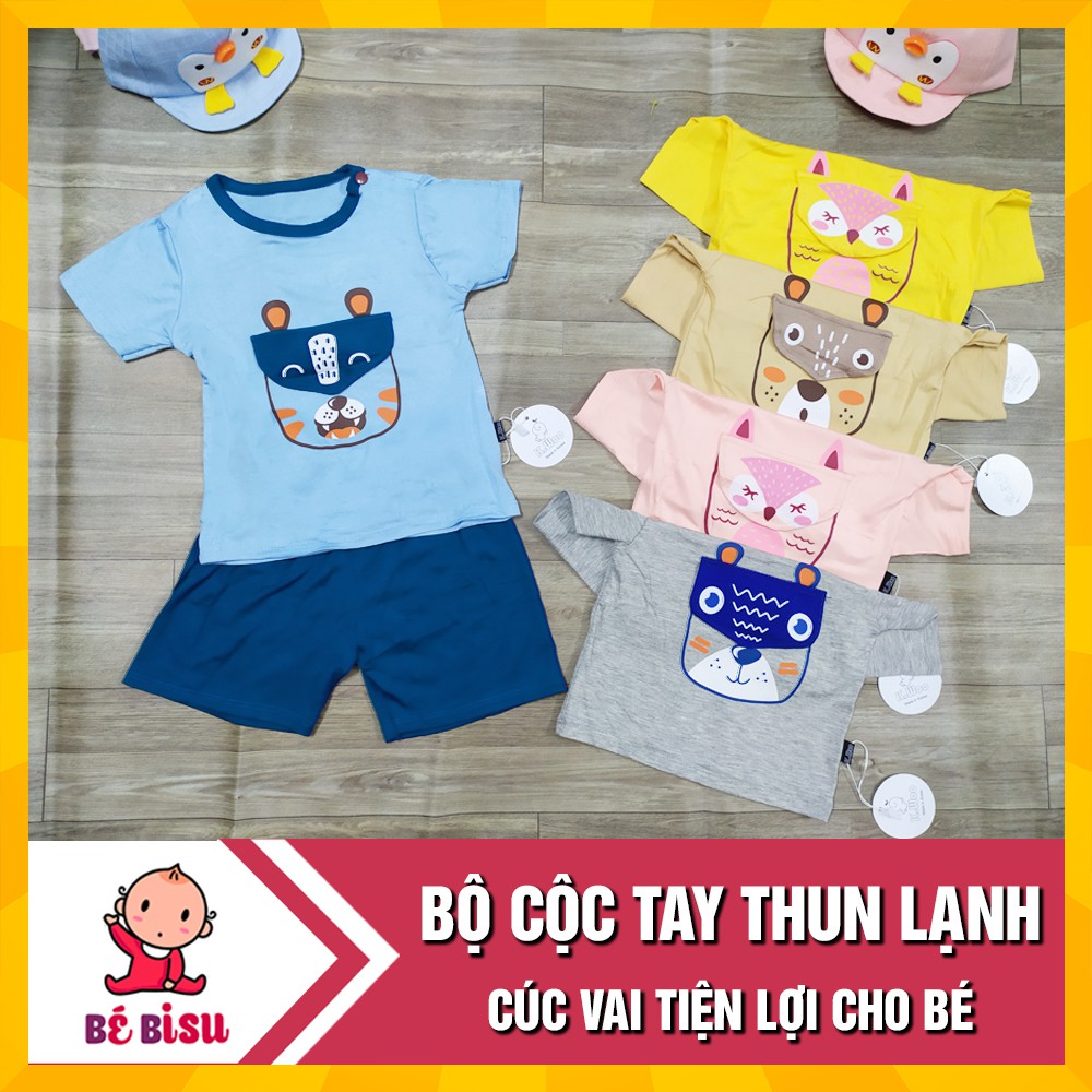 Bộ quần áo CỘC TAY cài vai thun lạnh Kwoo hình thú mềm mịn cho bé (3-17kg)