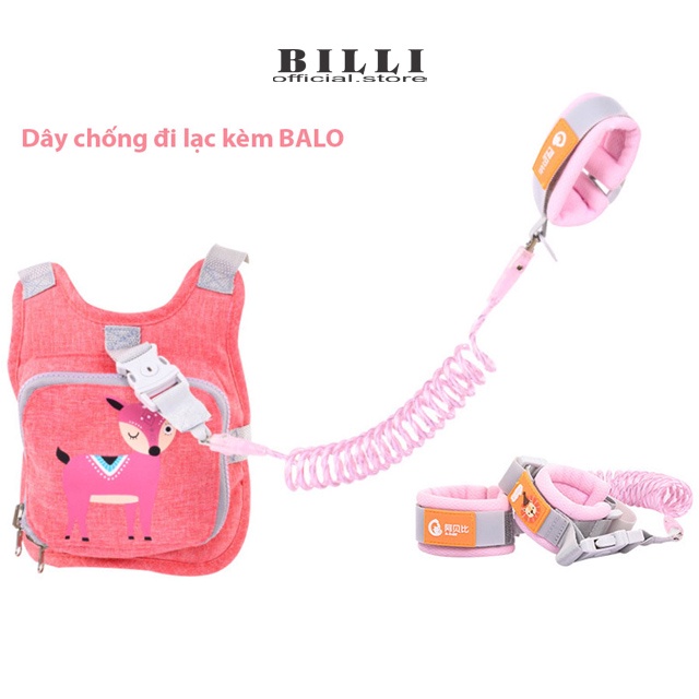 Dây đai dắt trẻ chống đi lạc kết hợp balo đựng đồ an toàn cao cấp có khóa 2 lớp có phản quang mẫu mới cải tiến 2021