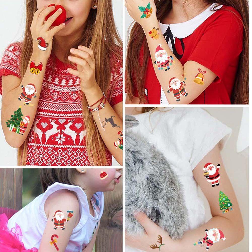 Hình Xăm Dán Trang Trí Cơ Thể Chống Thấm Nước Lâu Trôi Họa Tiết Hoạt Hình Phong Cách Giáng Sinh
