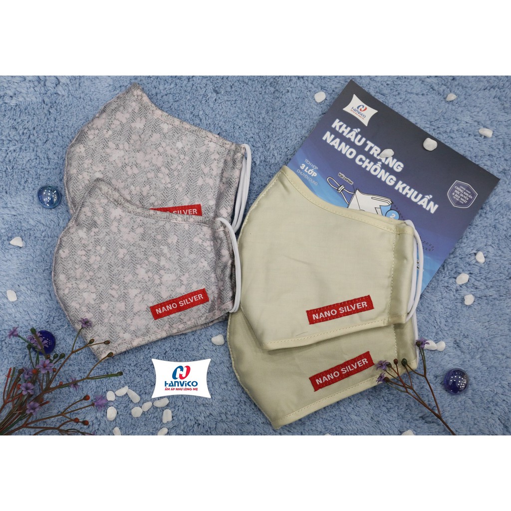 2 Chiếc khẩu trang (được chọn màu) 3 lớp vải kháng khuẩn Nano Bạc Hanvico | BigBuy360 - bigbuy360.vn