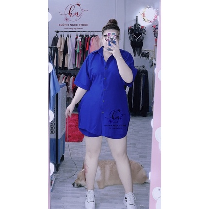 𝗕𝗜𝗚 𝗦𝗜𝗭𝗘 Set Sơ Mi Đùi Bo Eo 𝟲𝟬-𝟵𝟱𝗸𝗴