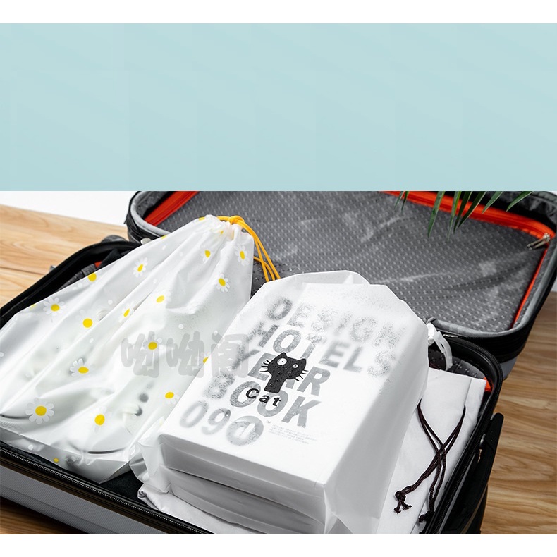 Túi Dây Rút Đựng Quần Áo Đồ Lót Giày Dép Điện Thoại Ví Xiền Khi Đi Du Lịch Chống Thấm Sz Lớn 27x37Cm (Nhiều Hình)