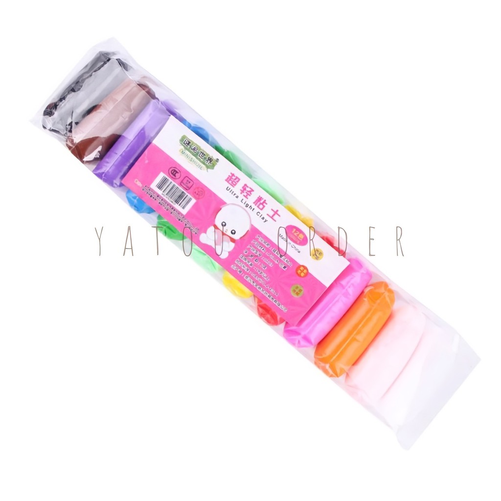 SET 12 MÀU ĐẤT SÉT NHẬT NHẸ TỰ KHÔ an toàn cao cấp SOFT CLAY decor gương, đồng hồ & bộ cây tạo hình