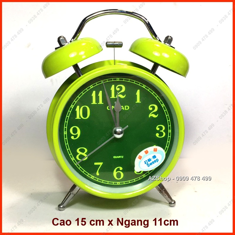 Đồng Hồ Để Bàn Sắc Màu Báo Thức Chuông Đôi - Đường Kính 10cm