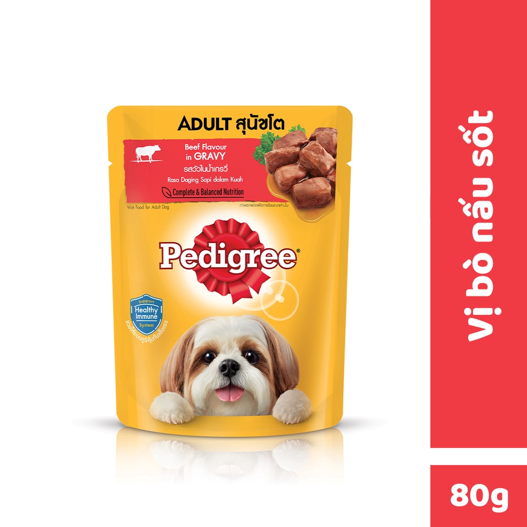 Bộ 12 Túi Thức Ăn Dạng Sốt Cho Chó Lớn PEDIGREE Mix 2 Vị 80G