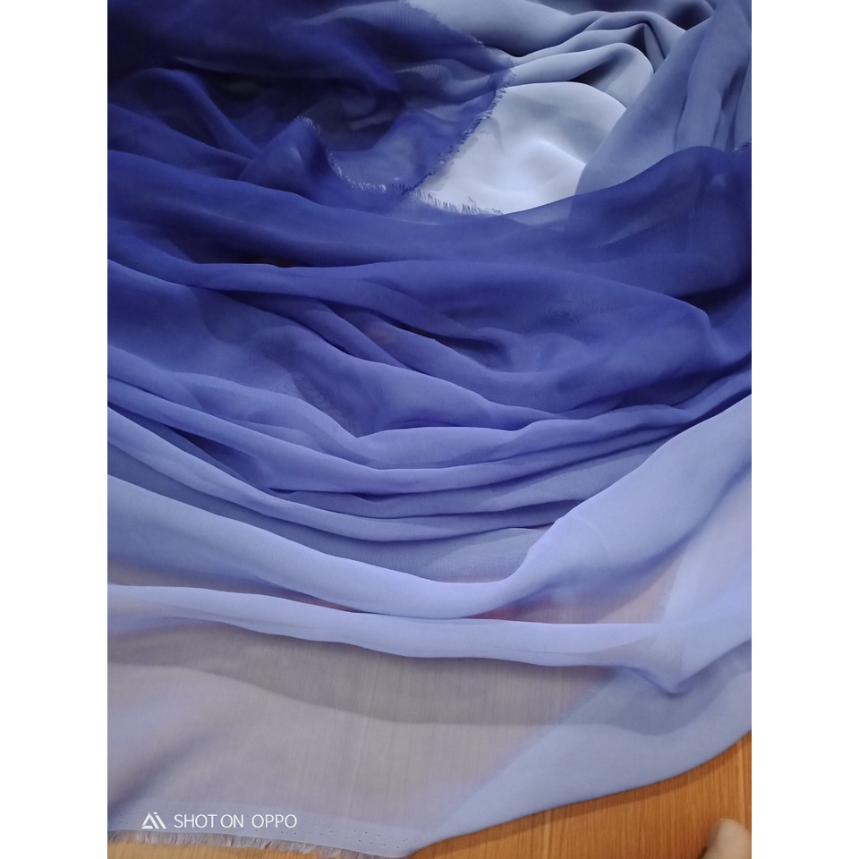 ⚡Sỉ tận gốc⚡ Vải voan ombre xanh blue chuyển màu