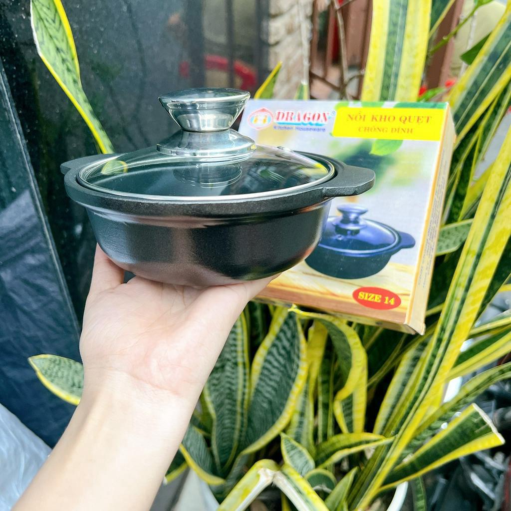 Nồi nhôm đúc chống dính nắp kính kho thịt , kho cá, kho quẹt đủ size dùng được bếp từ tiện dụng