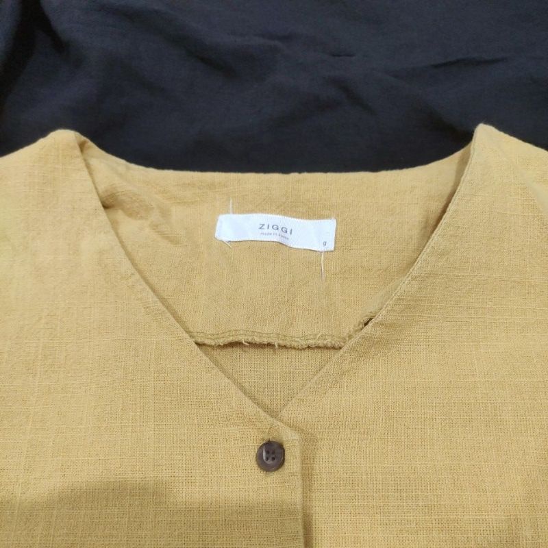 Đầm linen hàn màu vàng pass
