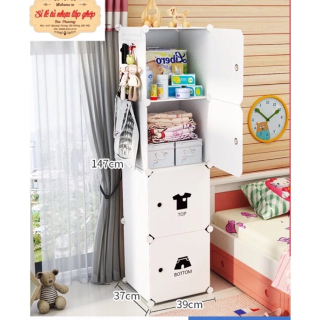 TỦ NHỰA LẮP GHÉP 4 Ô. Tủ lắp cao 150cm rộng 37cm sâu 37cm