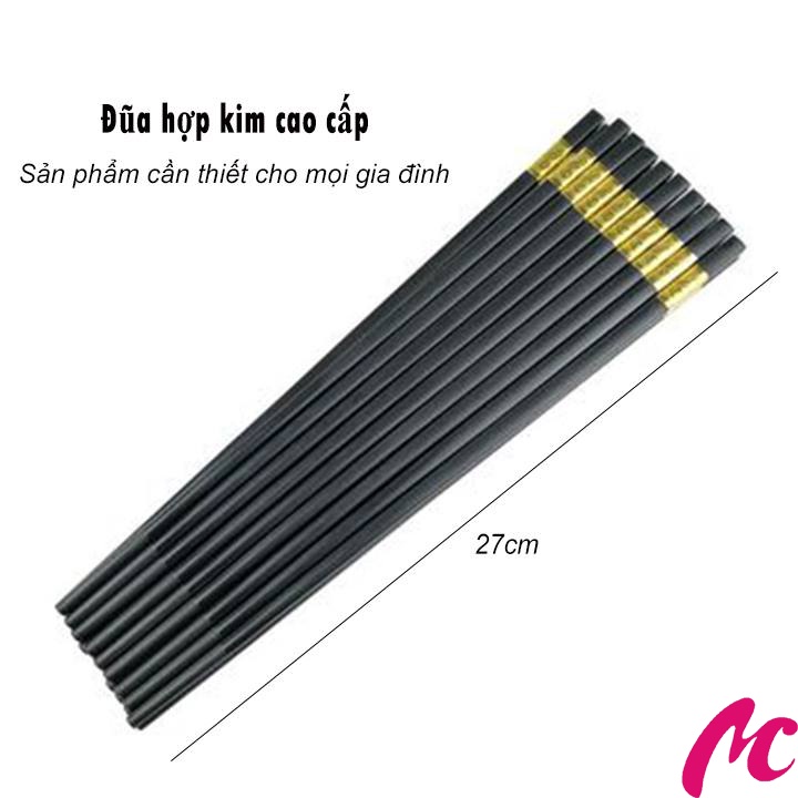 Hộp 10 đôi đũa ăn chống trơn trượt bọc hợp kim tinh tế sang trọng_CC888