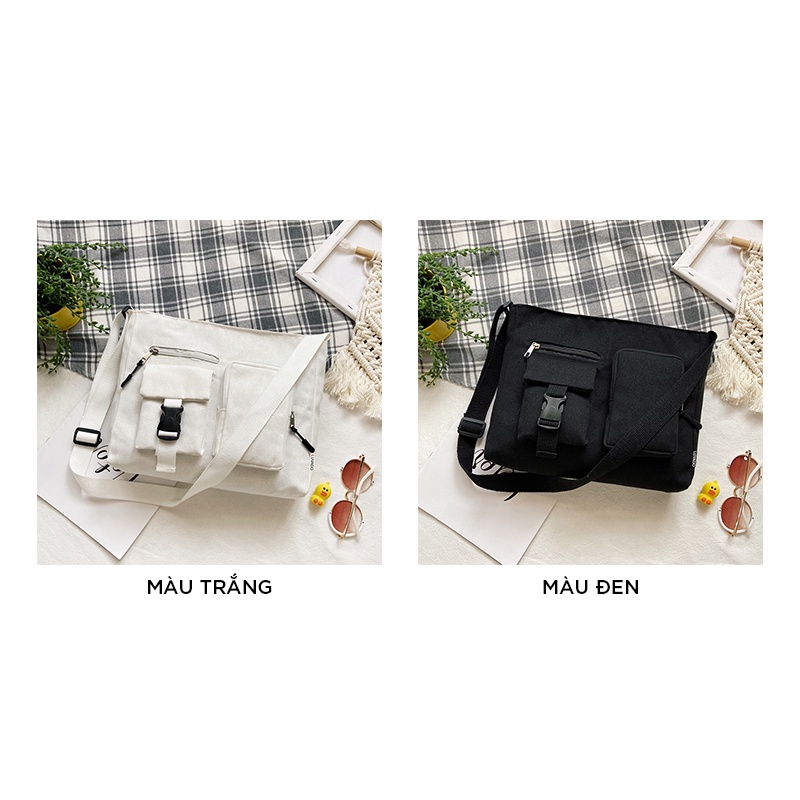 Túi tote vải mềm trơn đeo chéo canvas giá rẻ LOT STORE TX762