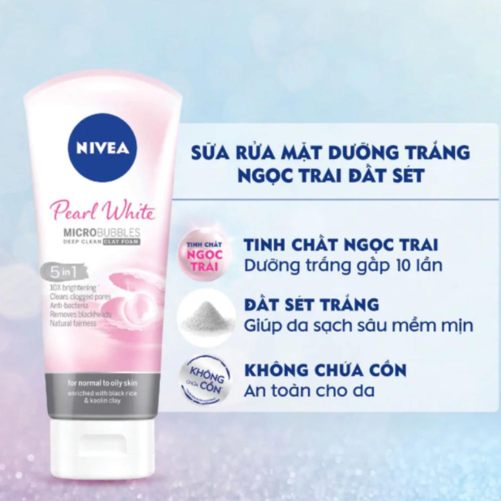Sữa Rửa Mặt Nivea Đất Sét Tráng Da Ngọc Trai 100g