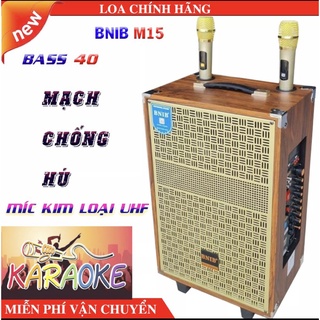 Loa kéo hát karaoke bnib m15 bass 40 cao cấp - hai mic kim loại uhf xịn bảo hành 12 tháng