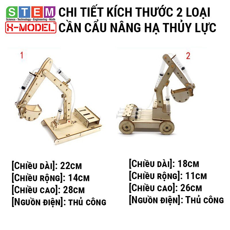 Đồ chơi thông minh, sáng tạo STEM Cần cẩu thủy lực bằng gỗ X-MODEL cho bé, Đồ chơi trẻ em DIY Giáo dục STEM, STEAM