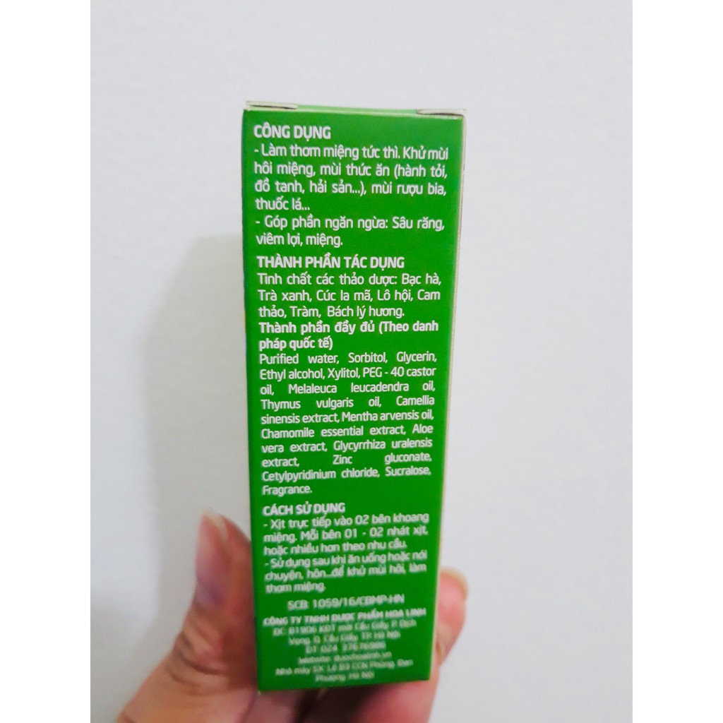 Xịt thơm miệng thảo dược Greelux Fresh Mint cool 12ml - 0701301