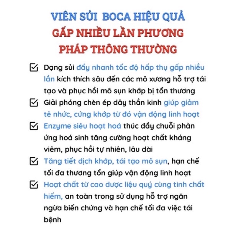 Viên sủi BOCA - Giảm đau nhức xương khớp, thoái hóa khớp, đốt sống cổ 20 viên