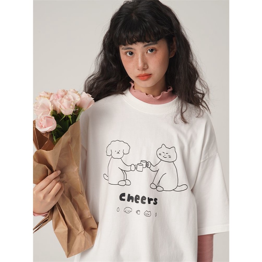 NRVP Áo Thun Nữ Oversize Cổ Tròn Thời Trang Hàn Quốc