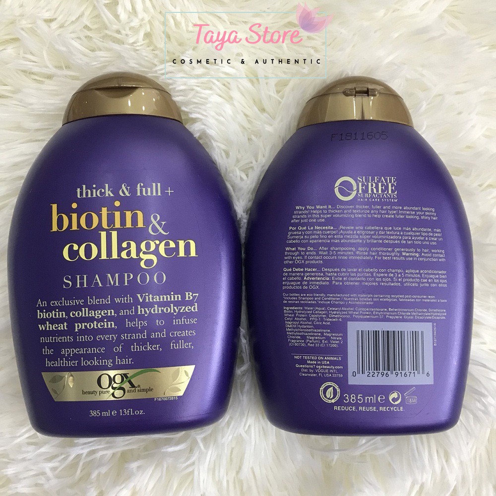 Bộ dầu gội và dầu xả Biotin 750ml & 385ml Collagen OGX Beauty ngăn ngừa rụng tóc USA