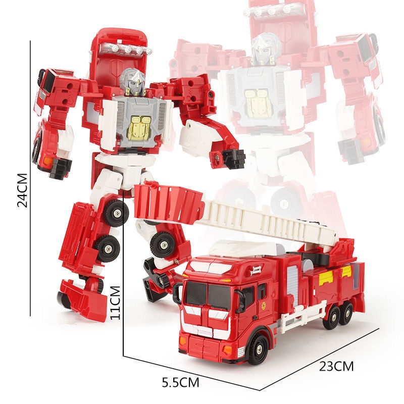 ○☂▼Phiên bản hợp kim robot biến dạng đồ chơi trẻ em mô hình cậu bé cảnh sát xe máy bay xe cứu hỏa phù hợp với Autobot Ki