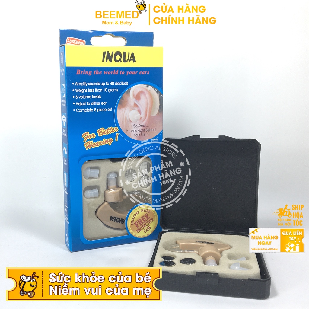 Máy trợ thính không dây, tai nghe siêu nhỏ cho người già sạc pin, lọc tiếng ồn - Maxola Inqua