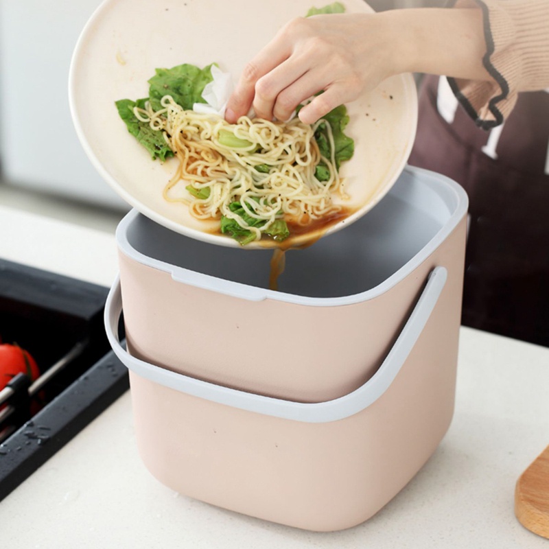 Thùng Rác Hai Lớp Màu Xám Có Lỗ Thoát Nước Sắp Xếp Gọn Gàng Cho Nhà Bếp