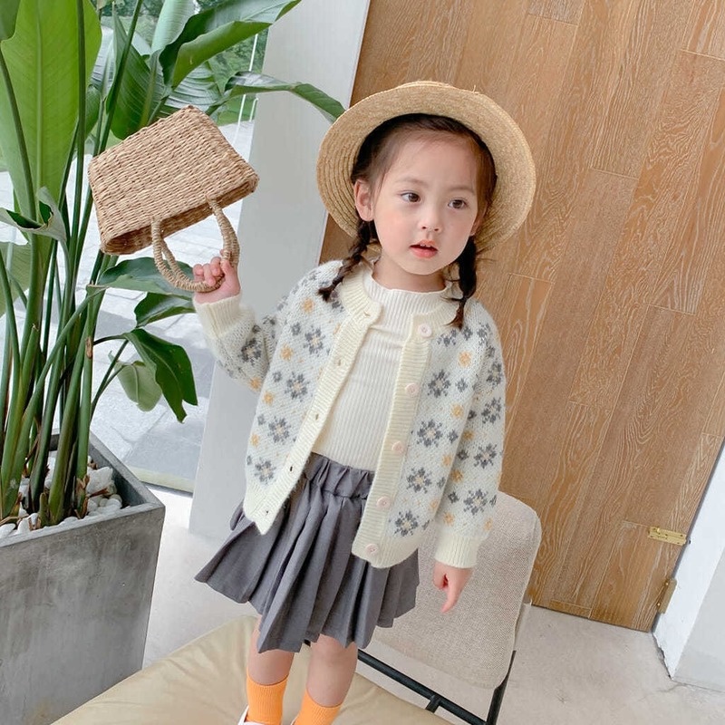 Áo Khoác Cardigan Xuân Thu Mới Cho Bé Gái