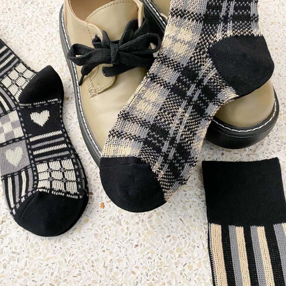 AROMA Vớ Cotton Cổ Cao Họa Tiết Trái Tim Phong Cách Harajuku Cho Nữ