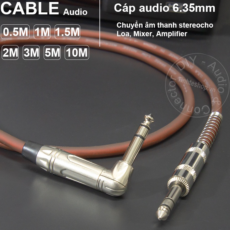 Dây 6ly stereo thẳng + vuông góc DIY 0.5M đến 5M - 6.5mm TRS to 6.5mm TRS cable