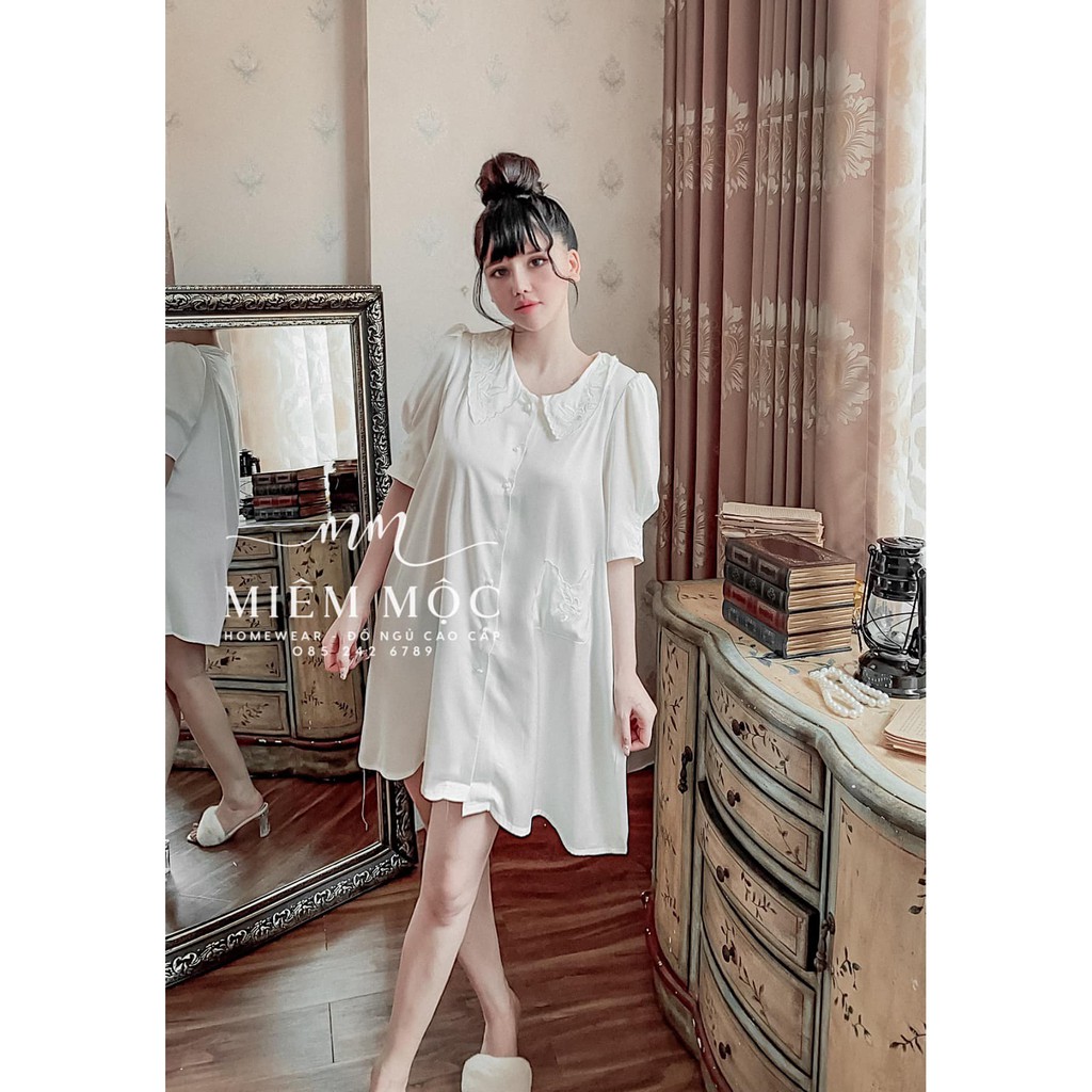 (M.84) Váy ngủ sơ mi sexy lụa cao cấp sang chảnh Đầm mặc nhà gợi cảm quyến rũ | BigBuy360 - bigbuy360.vn
