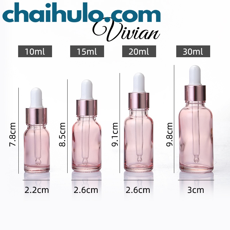 Chai lọ đựng tinh dầu, chai chiết serum, mỹ phẩm thủy tinh màu hồng - Hàng loại đẹp, sang trọng, hiện đại