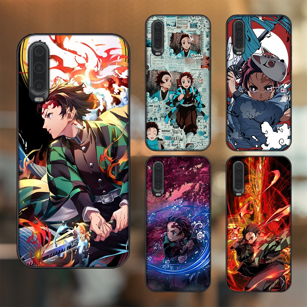 Ốp lưng Huawei P30 viền đen in hình Tanjiro Kimetsu No Yaiba