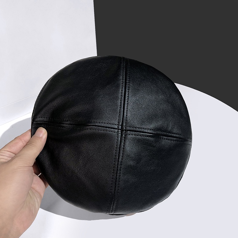 Mũ Beret Bằng Da PU Màu Trơn Phong Cách Cổ Điển Có Thể Điều Chỉnh Dây Xích Cho Nữ